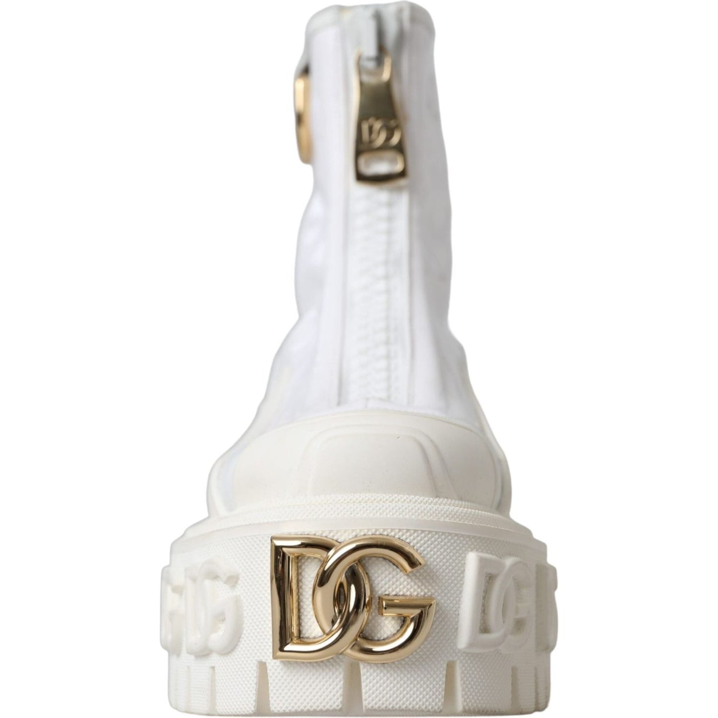 Dolce & Gabbana White Leather Rubber Logo Ankle Boots Shoes LA11042-36