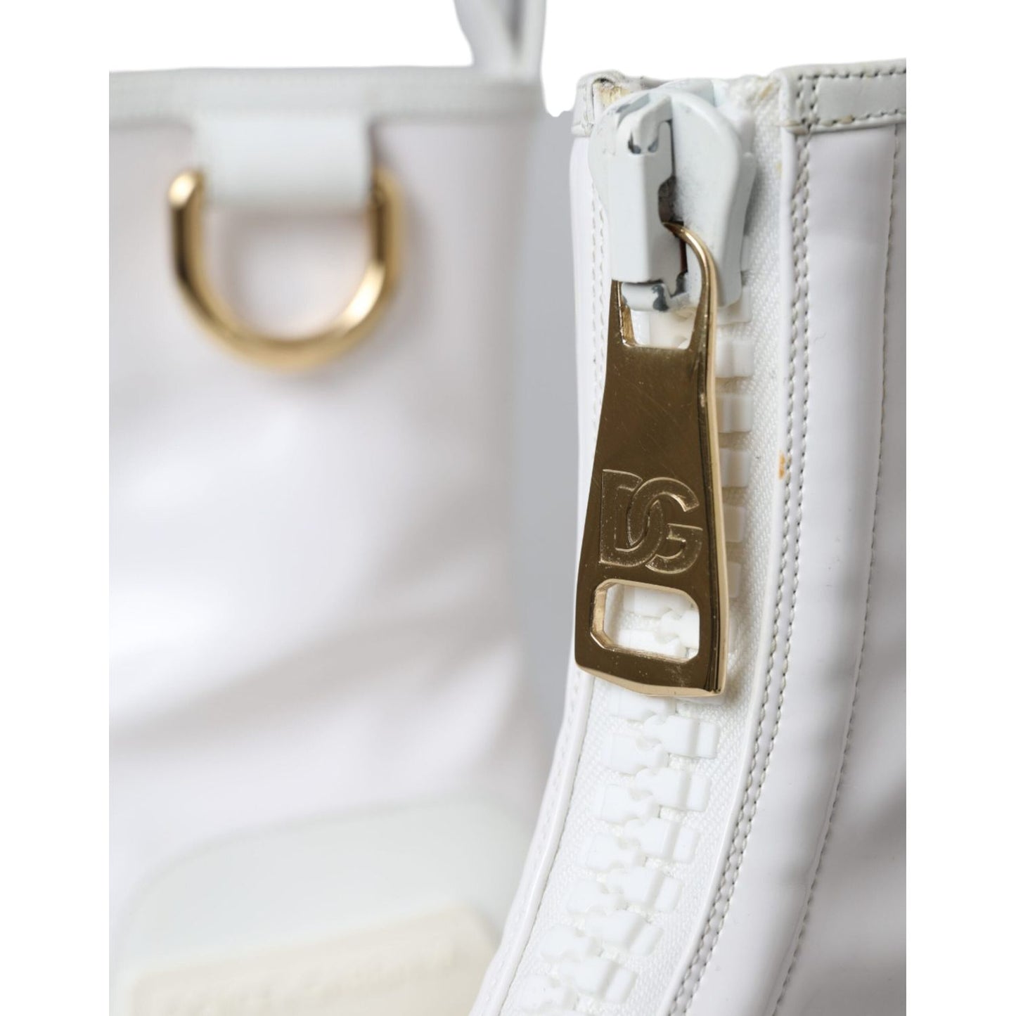 Dolce & Gabbana White Leather Rubber Logo Ankle Boots Shoes LA11042-36