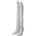 Dolce & Gabbana White Heels Stiletto Knee High Boots Shoes LA11144-36
