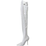 Dolce & Gabbana White Heels Stiletto Knee High Boots Shoes LA11144-36