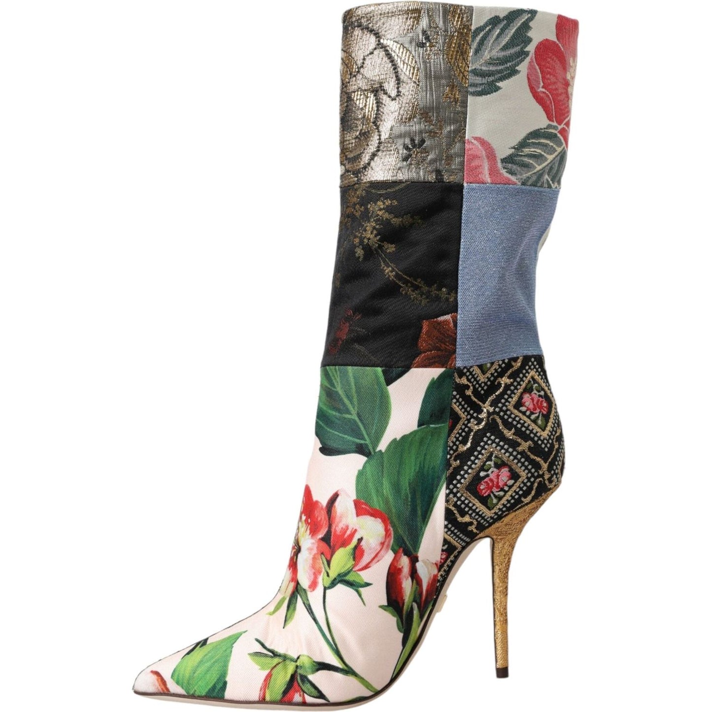 Dolce & Gabbana Multicolor Patchwork Print Heeled Boots Shoes LA11148-36