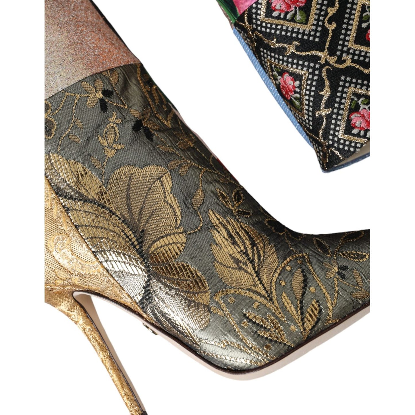 Dolce & Gabbana Multicolor Patchwork Print Heeled Boots Shoes LA11148-36