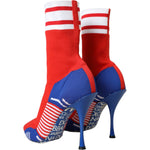Dolce & Gabbana Red Blue Stretch Sock Style Ankle Boots Logo Shoes LA11124-35