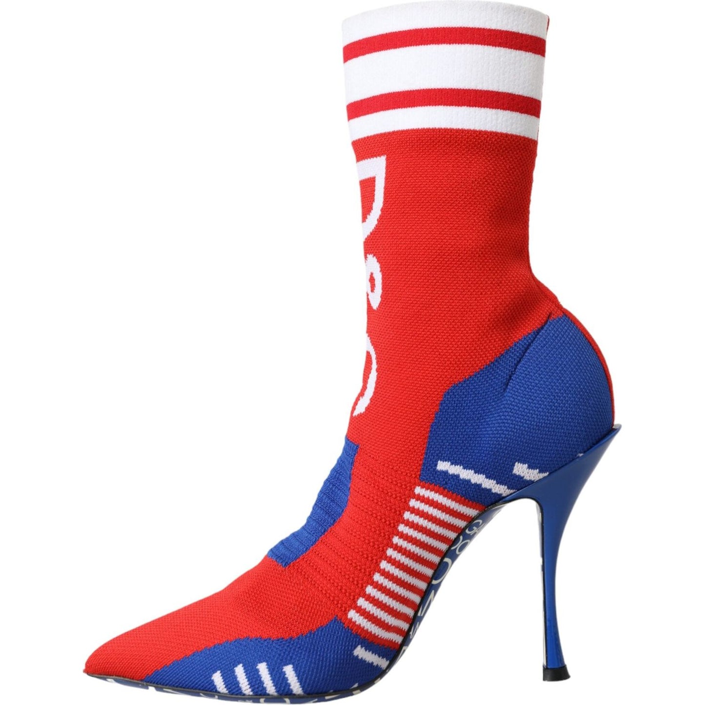Dolce & Gabbana Red Blue Stretch Sock Style Ankle Boots Logo Shoes LA11124-35