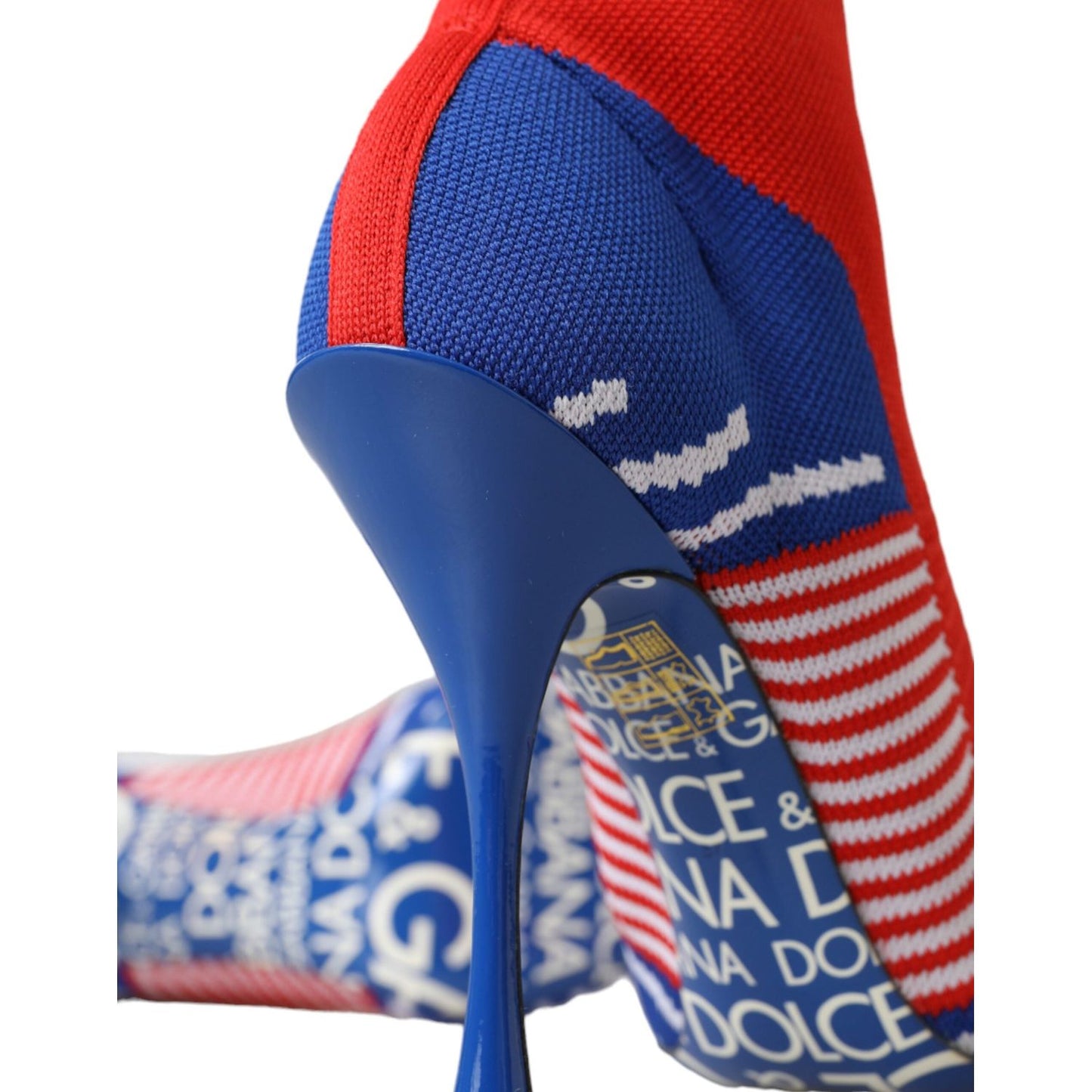 Dolce & Gabbana Red Blue Stretch Sock Style Ankle Boots Logo Shoes LA11124-35