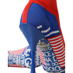 Dolce & Gabbana Red Blue Stretch Sock Style Ankle Boots Logo Shoes LA11124-35