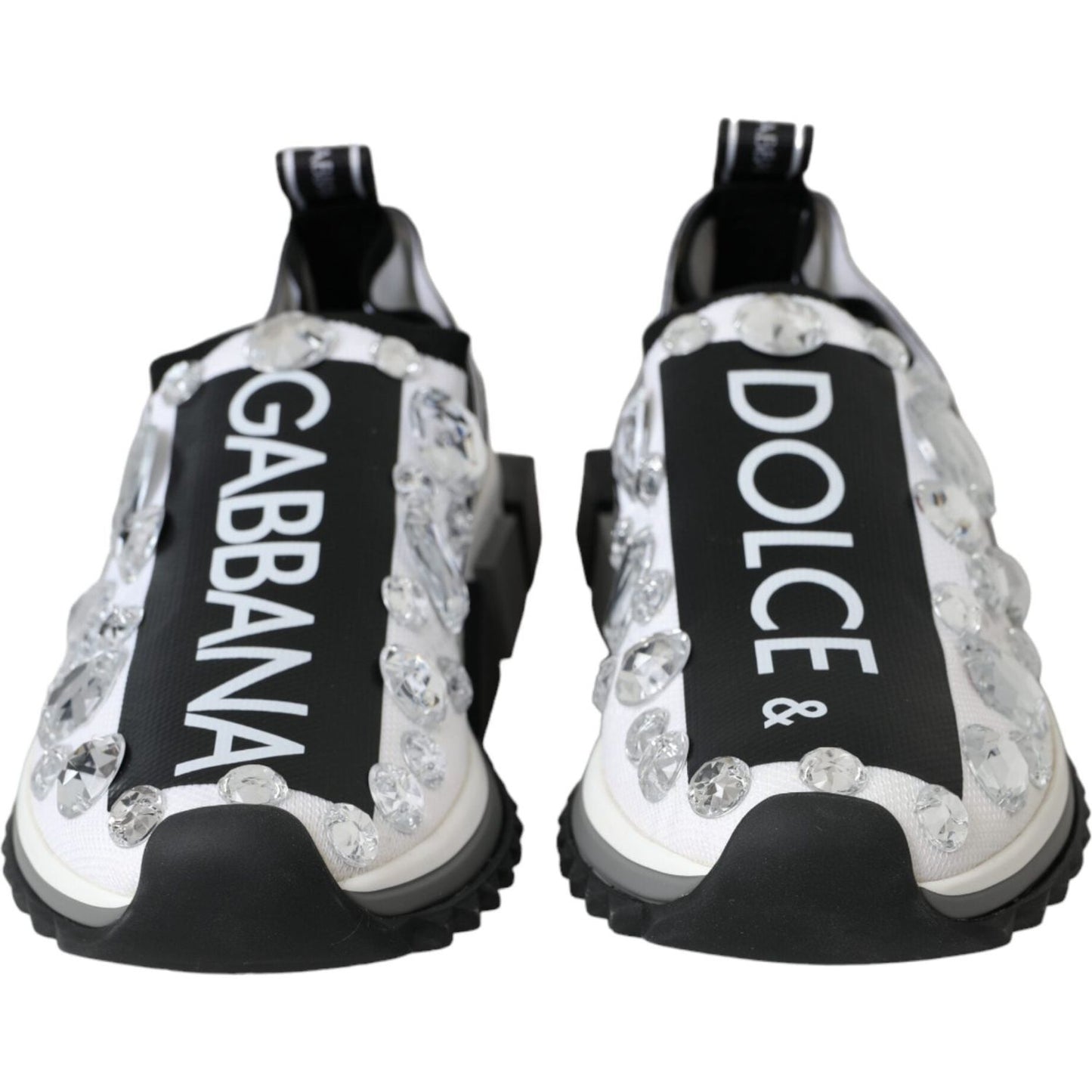 Dolce & Gabbana White Sorrento Crystals Sneakers Shoes LA11135-37