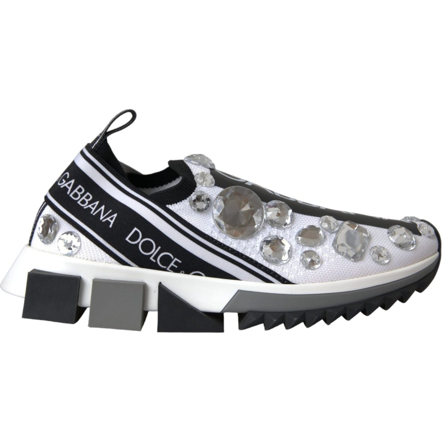Dolce & Gabbana White Sorrento Crystals Sneakers Shoes LA11135-37