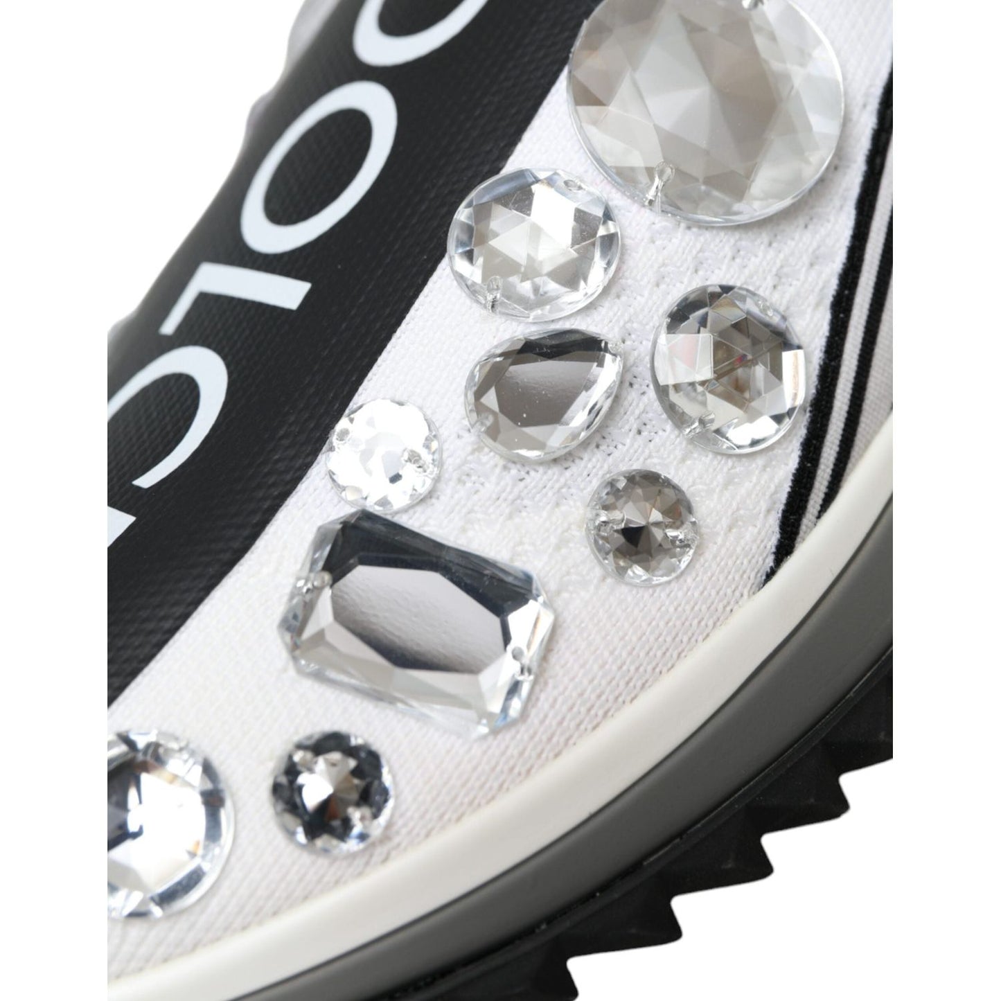 Dolce & Gabbana White Sorrento Crystals Sneakers Shoes LA11135-37