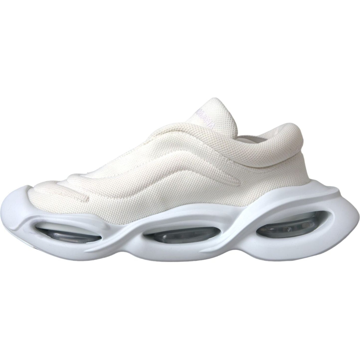 Dolce & Gabbana White Padded Fabric Wave Low Top Sneakers Shoes LA11169-39