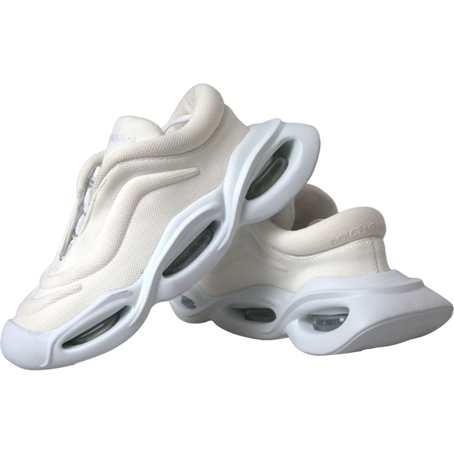 Dolce & Gabbana White Padded Fabric Wave Low Top Sneakers Shoes LA11169-39