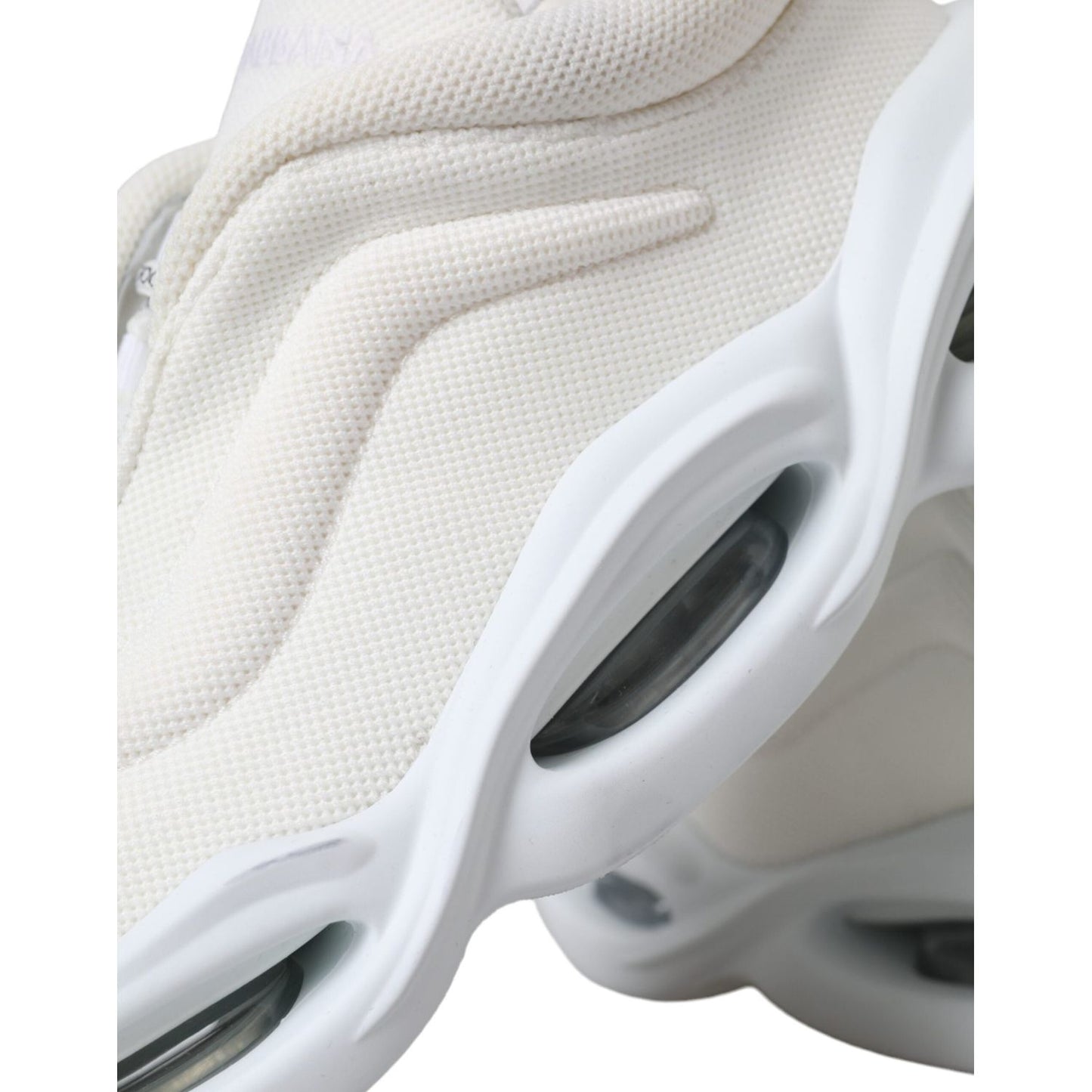 Dolce & Gabbana White Padded Fabric Wave Low Top Sneakers Shoes LA11169-39
