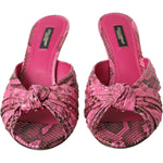 Dolce & Gabbana Pink Exotic Leather Kitten Heels Slides Shoes LA11029-36