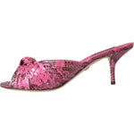 Dolce & Gabbana Pink Exotic Leather Kitten Heels Slides Shoes LA11029-36