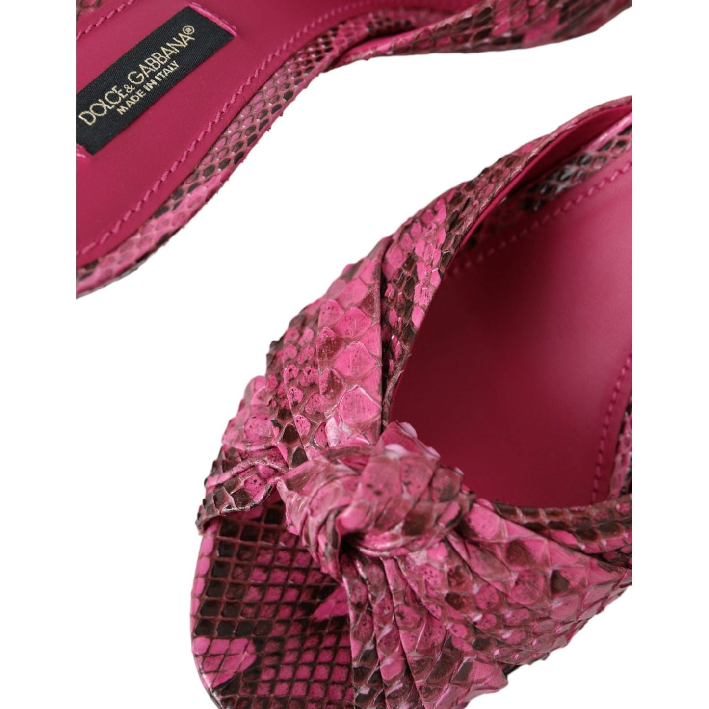 Dolce & Gabbana Pink Exotic Leather Kitten Heels Slides Shoes LA11029-36