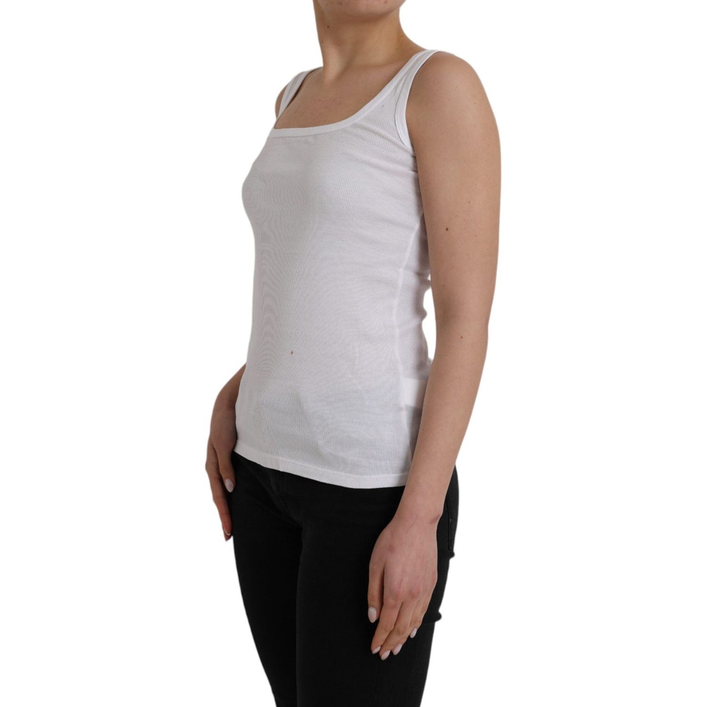 Ermanno Scervino White Cotton Sleevelesss Tank Casual Top TSH84030-M