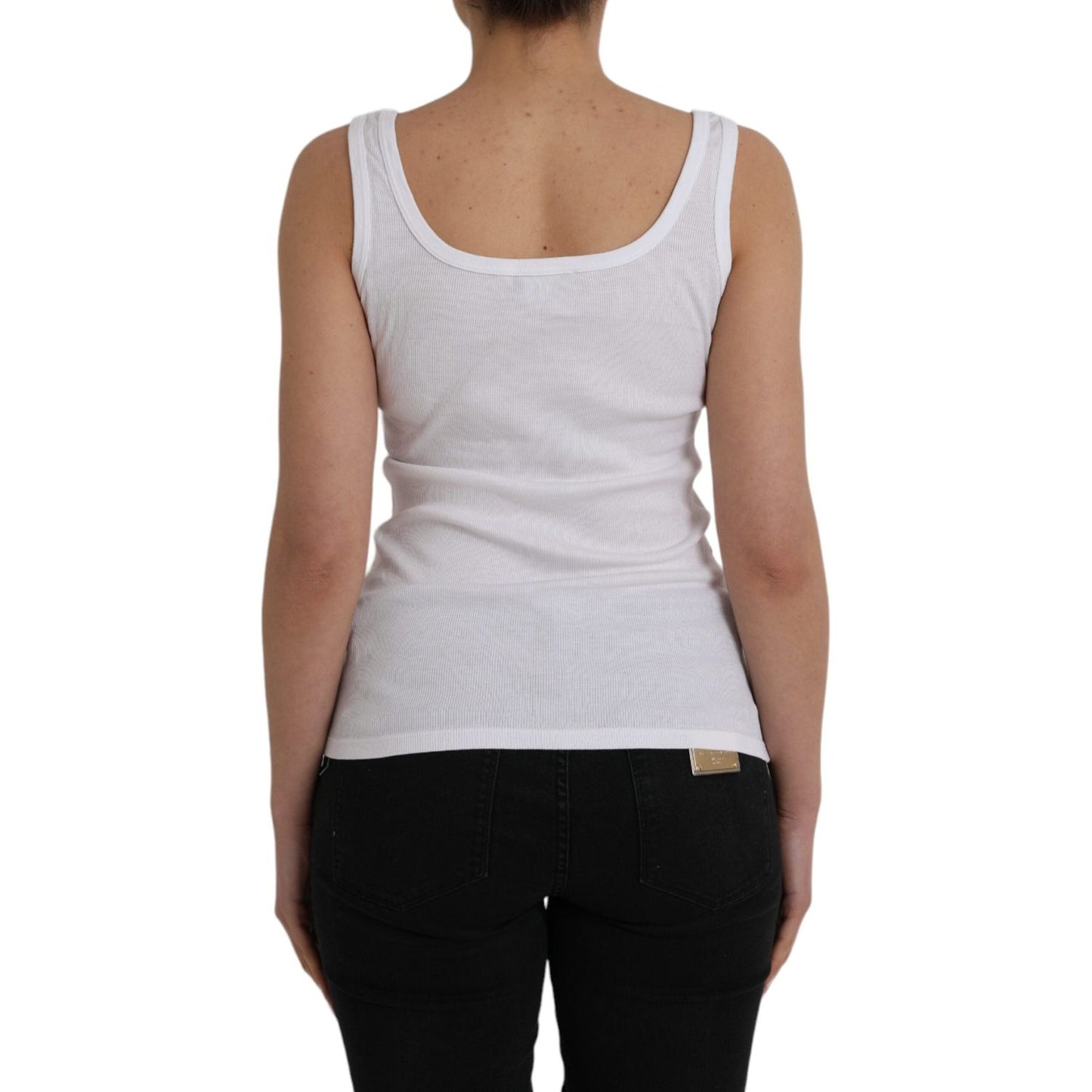 Ermanno Scervino White Cotton Sleevelesss Tank Casual Top TSH84030-M