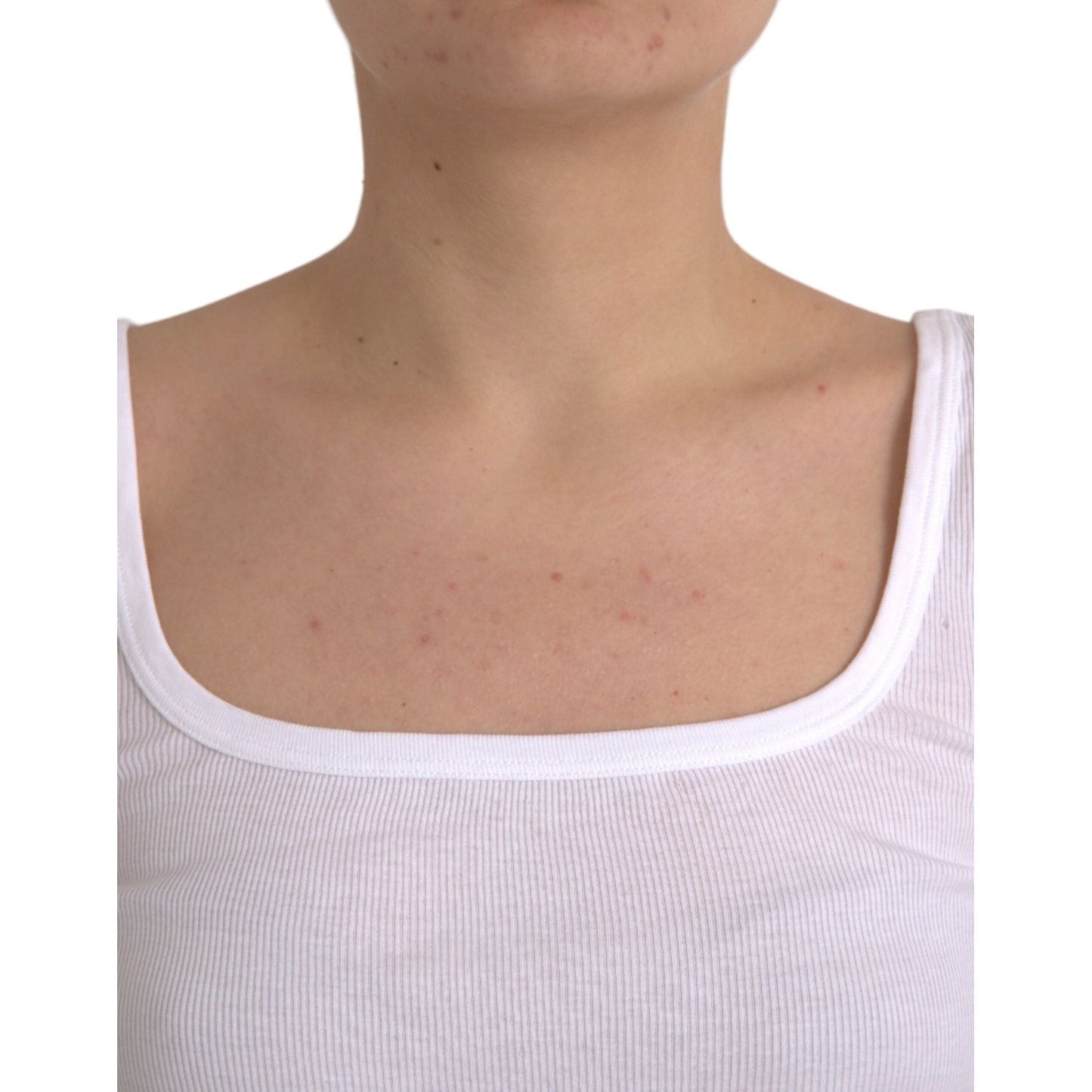 Ermanno Scervino White Cotton Sleevelesss Tank Casual Top TSH84030-M