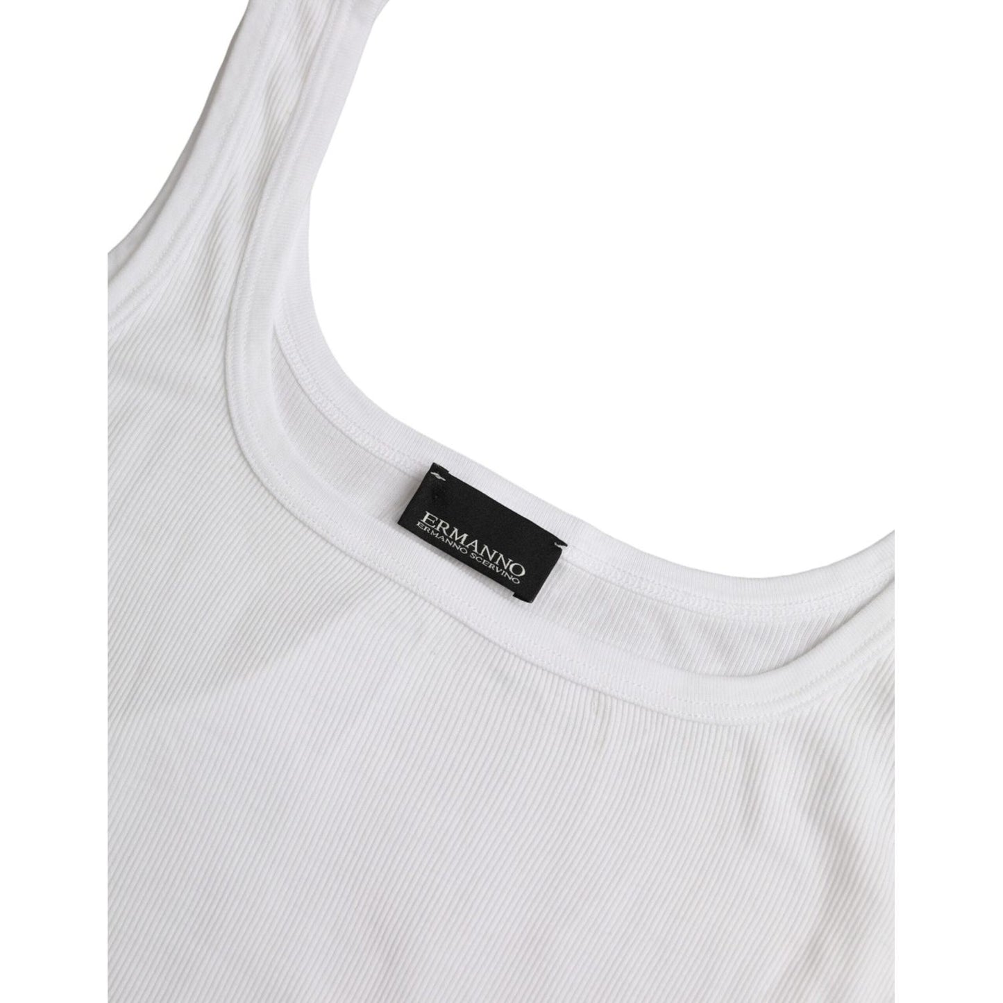 Ermanno Scervino White Cotton Sleevelesss Tank Casual Top TSH84030-M