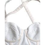 Versace White Viscose Bustier Sleeveless Cropped Top Versace Light Gray