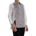 Dolce & Gabbana White Stripes Cotton Long Sleeves Ruffle Collar Top TSH852023-36
