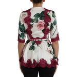 Dolce & Gabbana White Floral Lace Silk Short Sleeves Top TSH852024-42