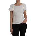 Dolce & Gabbana White Viscose Round Neck Short Sleeves Top TSH852018-36