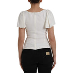 Dolce & Gabbana White Viscose Round Neck Short Sleeves Top TSH852018-36