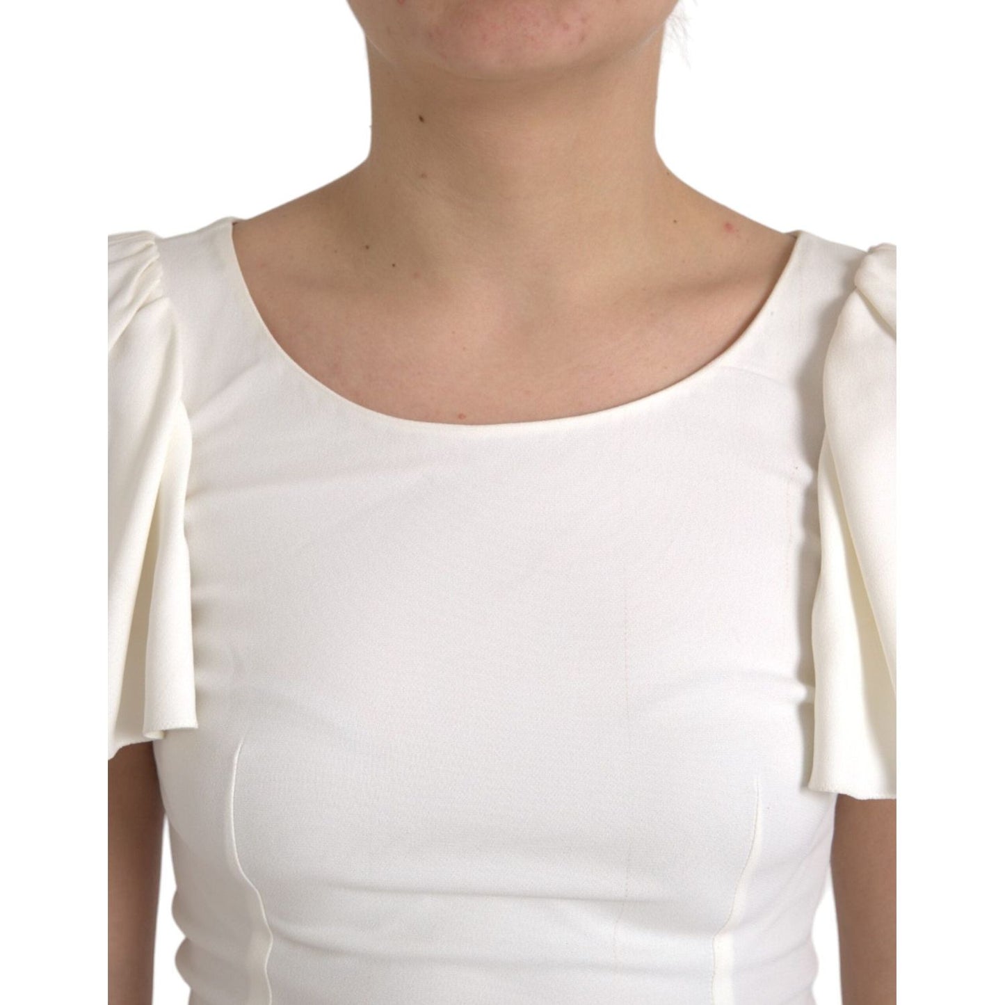 Dolce & Gabbana White Viscose Round Neck Short Sleeves Top TSH852018-36