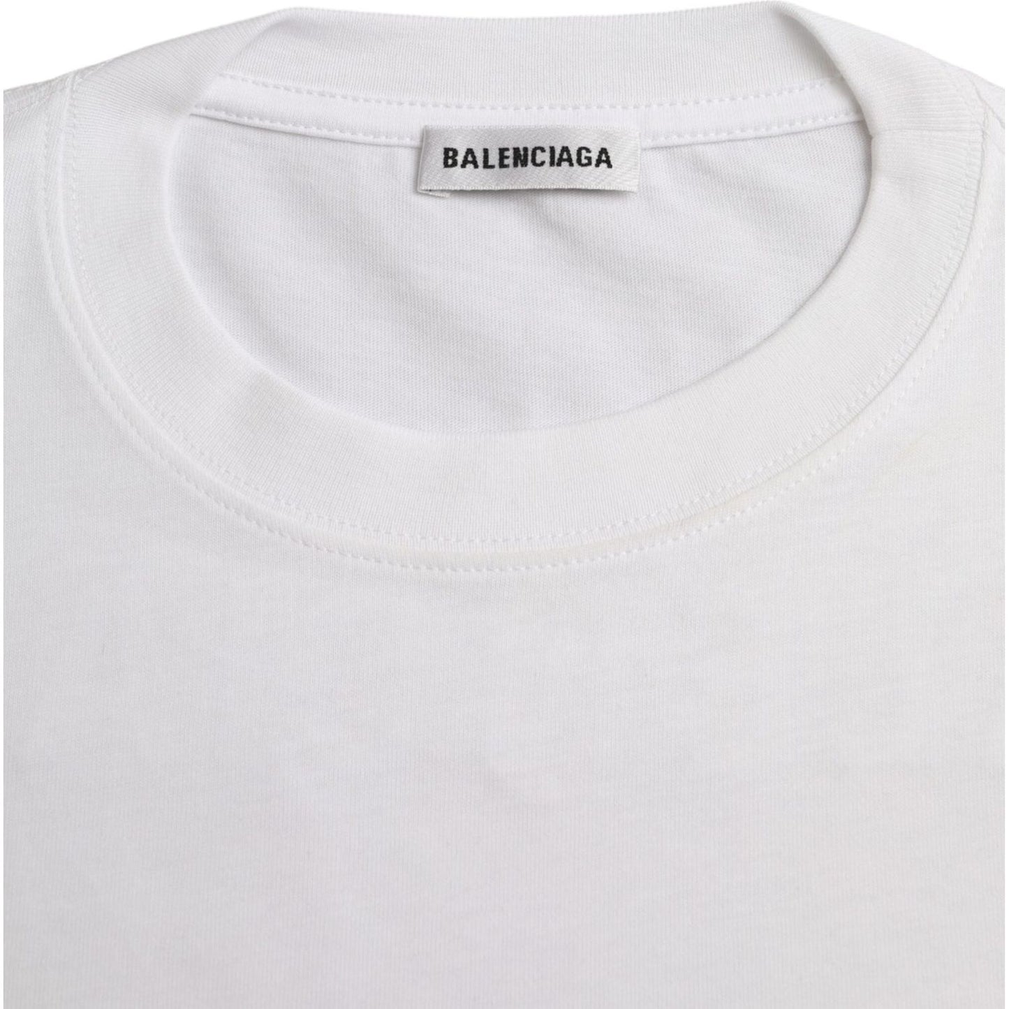 Balenciaga White Cotton Crew Neck Short Sleeves Tee T-shirt TSH84997-L