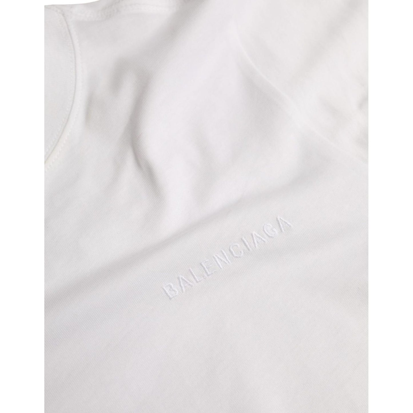 Balenciaga White Cotton Crew Neck Short Sleeves Tee T-shirt TSH84997-L