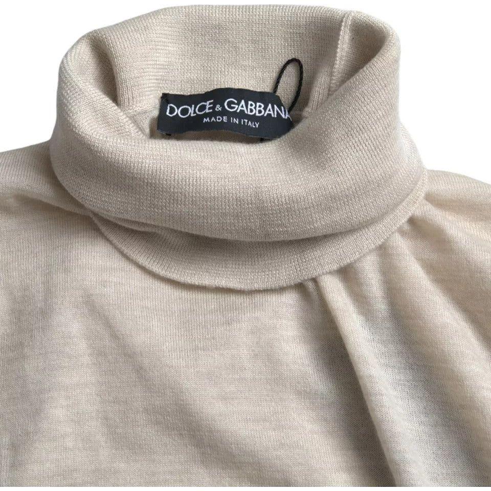 Dolce & Gabbana Pullover Beige Cashmere Turtleneck Sweater TSH85154-46