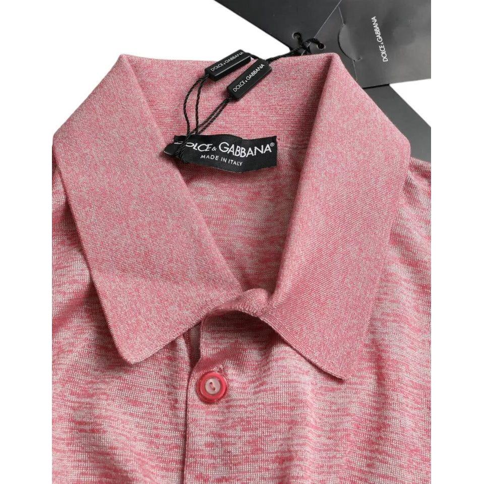 Dolce & Gabbana Pink Polyester Collared Men Pullover Sweater TSH85144-50