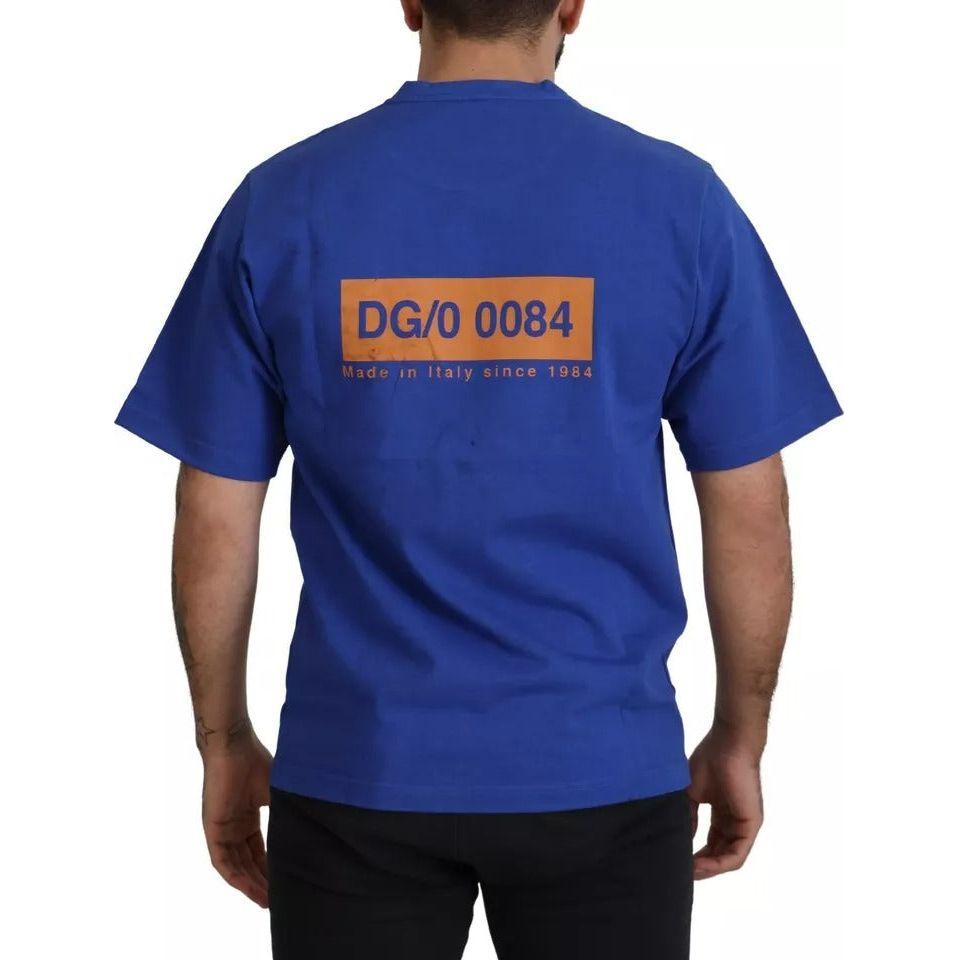 Dolce & Gabbana Blue Logo Print Crewneck Cotton T-shirt TSH83097-44