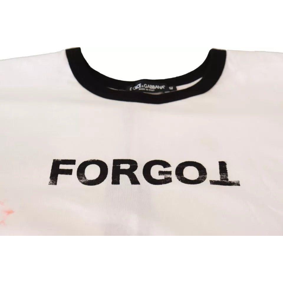 Dolce & Gabbana White Forgot Print Short Sleeves Crop T-shirt TSH7168-42
