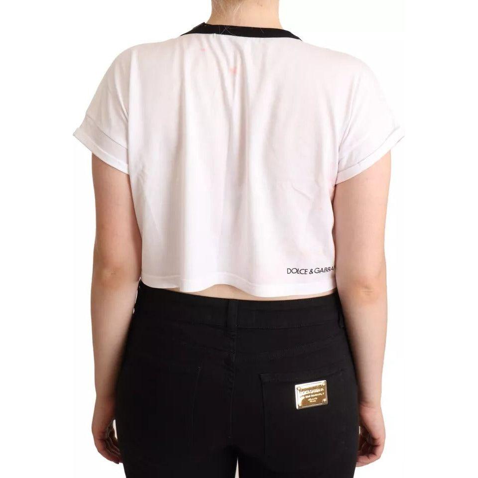 Dolce & Gabbana White Forgot Print Short Sleeves Crop T-shirt TSH7168-42