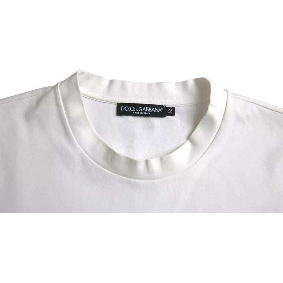Dolce & Gabbana White Logo Embossed Cotton Crewneck T-shirt TSH84885-52