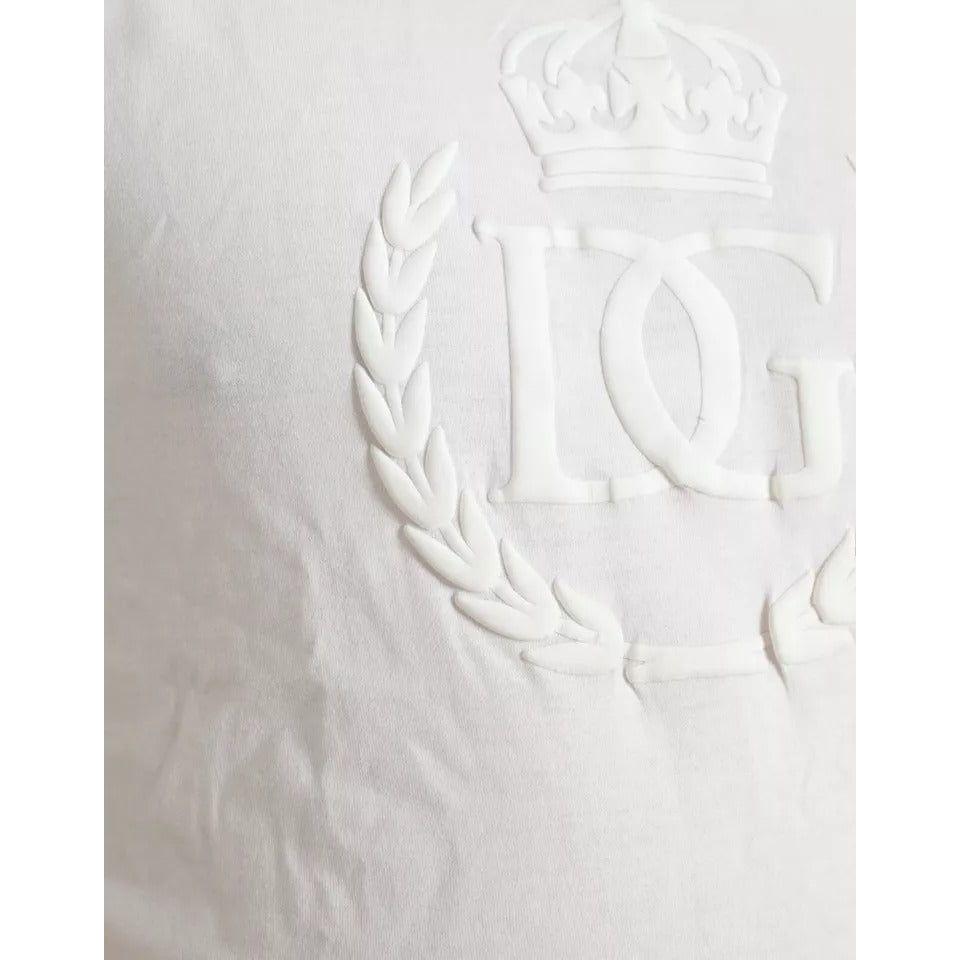 Dolce & Gabbana White Logo Embossed Crew Neck Short Sleeves T-shirt TSH84660-44