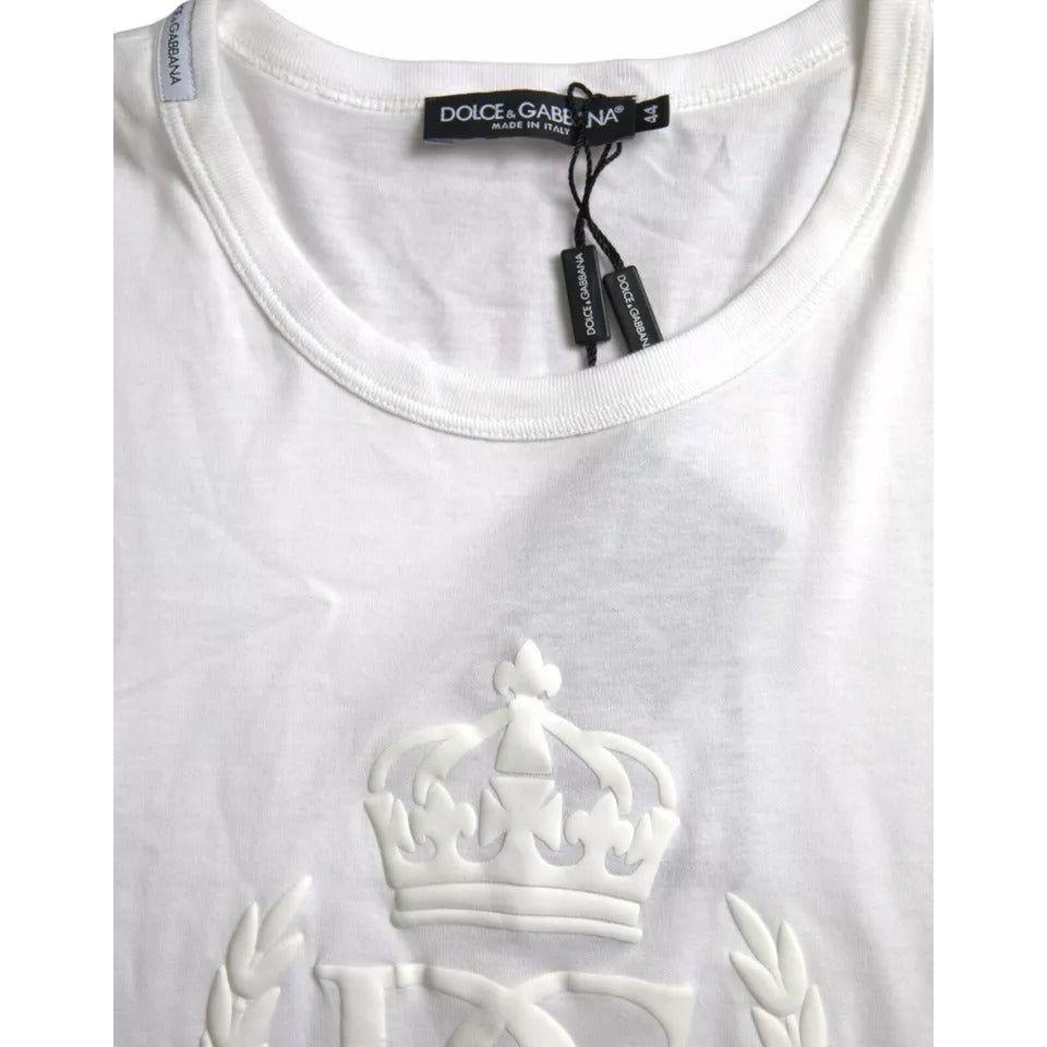 Dolce & Gabbana White Logo Embossed Crew Neck Short Sleeves T-shirt TSH84660-44