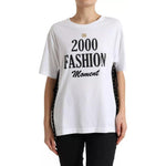 Dolce & Gabbana White Slogan Print Lacing Detailed T-shirt TSH84229-40