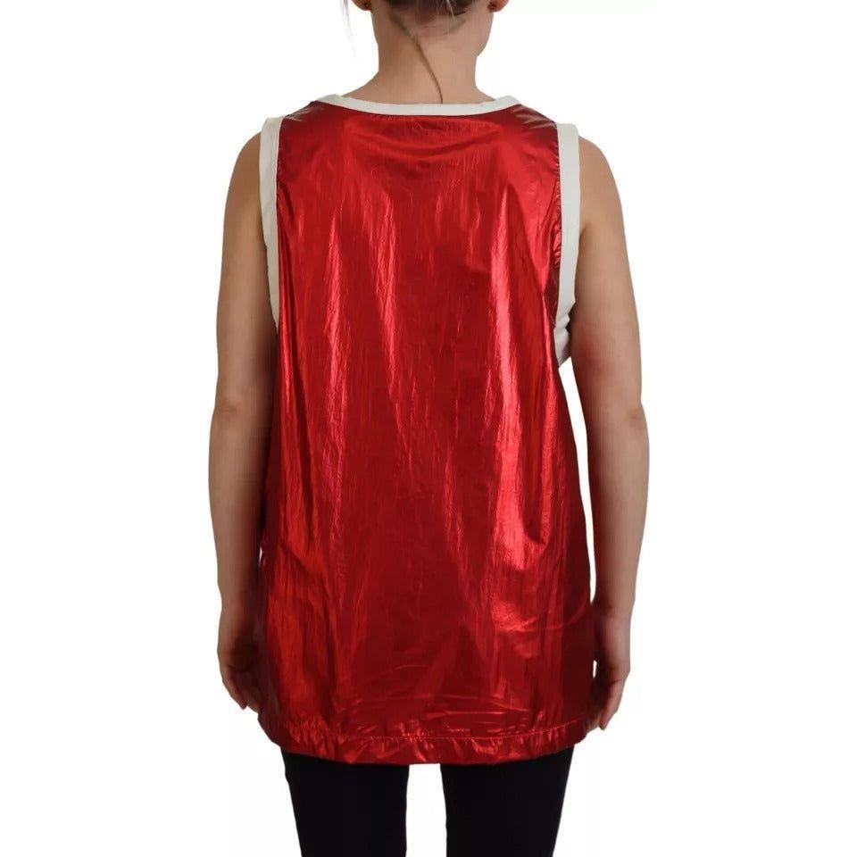 Dolce & Gabbana Red Nylon Logo Print Sleeveless Jersey Top TSH83754-40