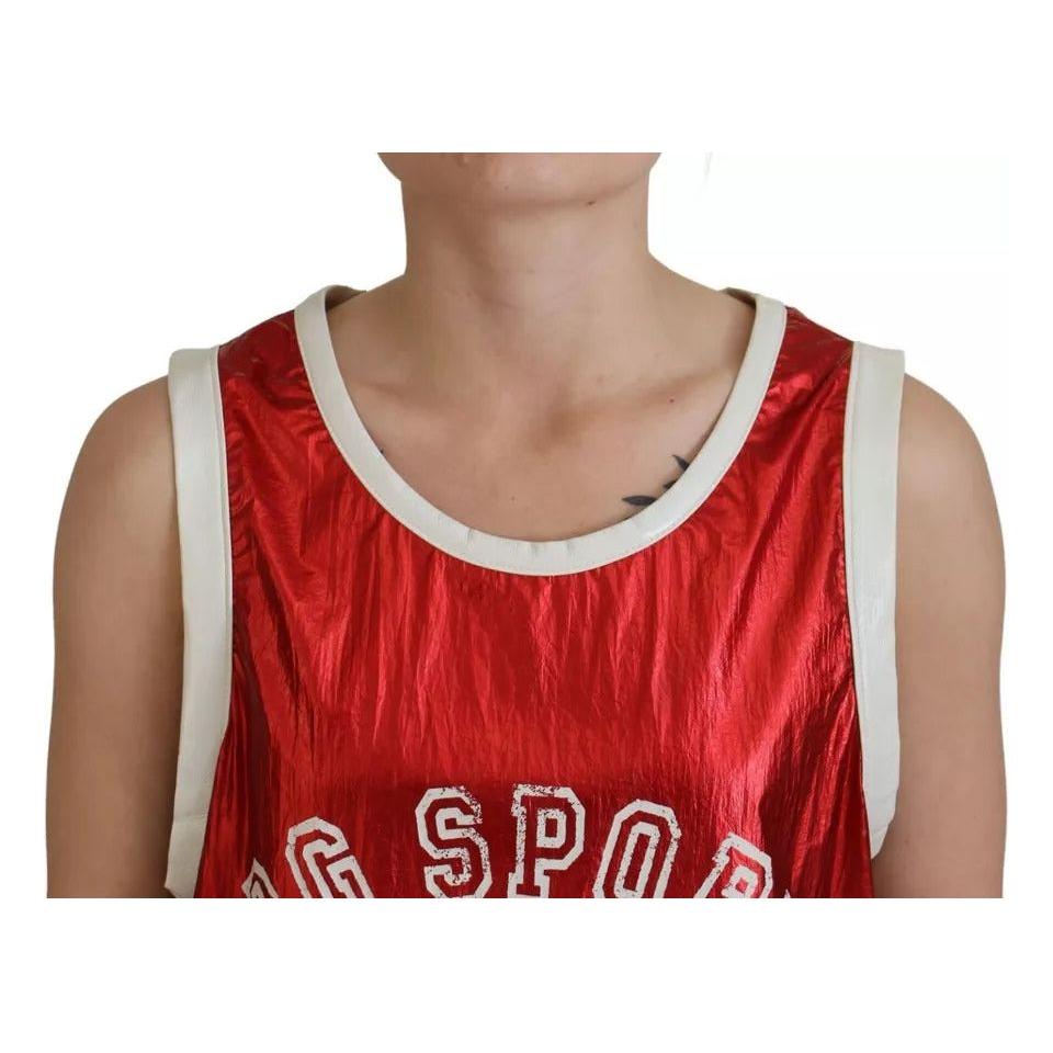 Dolce & Gabbana Red Nylon Logo Print Sleeveless Jersey Top TSH83754-40