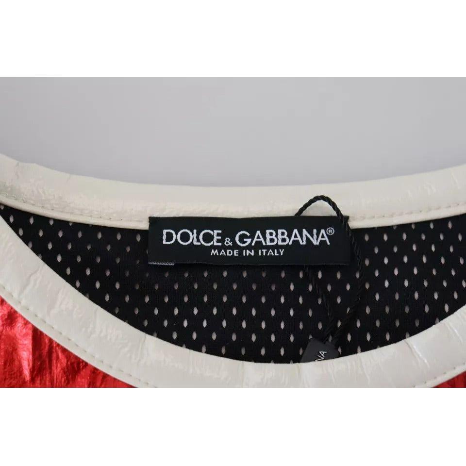 Dolce & Gabbana Red Nylon Logo Print Sleeveless Jersey Top TSH83754-40