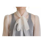 Dolce & Gabbana White Ascot Collar Long Sleeves Blouse Top TSH83193-40
