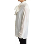 Dolce & Gabbana White Blouse Ascot Collar Shirt Silk Top TSH6026-39