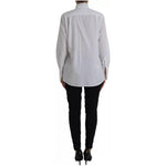 Dolce & Gabbana White Cotton Ascot Collar Long Sleeves Top TSH84509-40