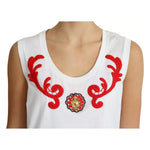 Dolce & Gabbana White Cotton Heart Applique Sleeveless Tank Top TSH5767-44
