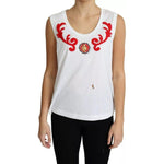 Dolce & Gabbana White Cotton Heart Applique Sleeveless Tank Top TSH5767-44