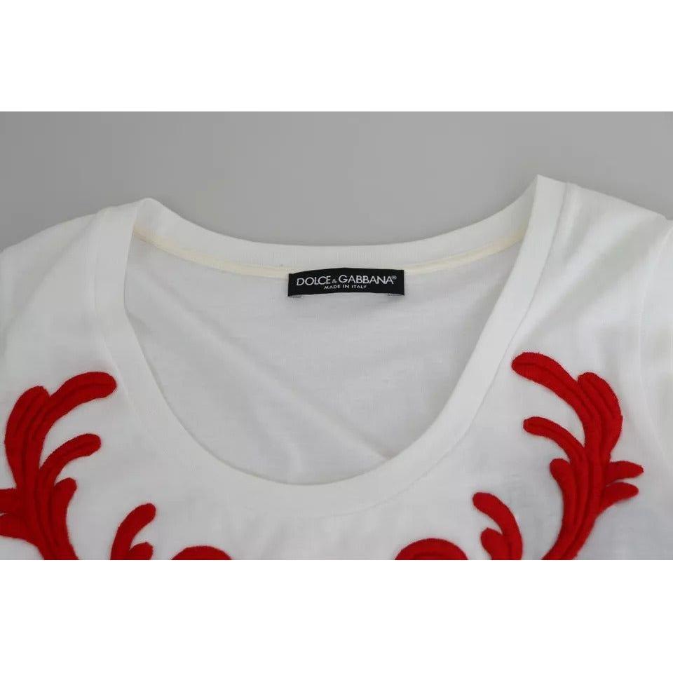 Dolce & Gabbana White Cotton Heart Applique Sleeveless Tank Top TSH5767-44