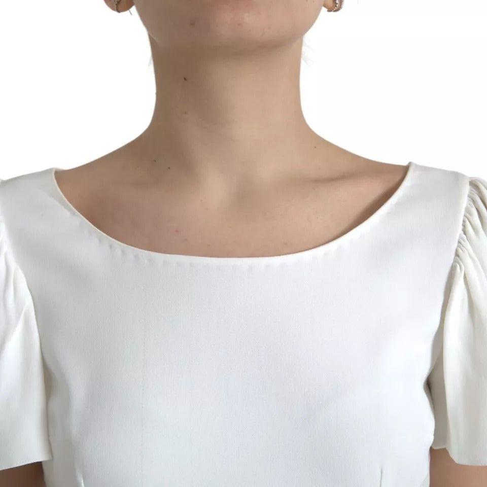 Dolce & Gabbana White Viscose Round Neck Short Sleeves Top TSH852029-44